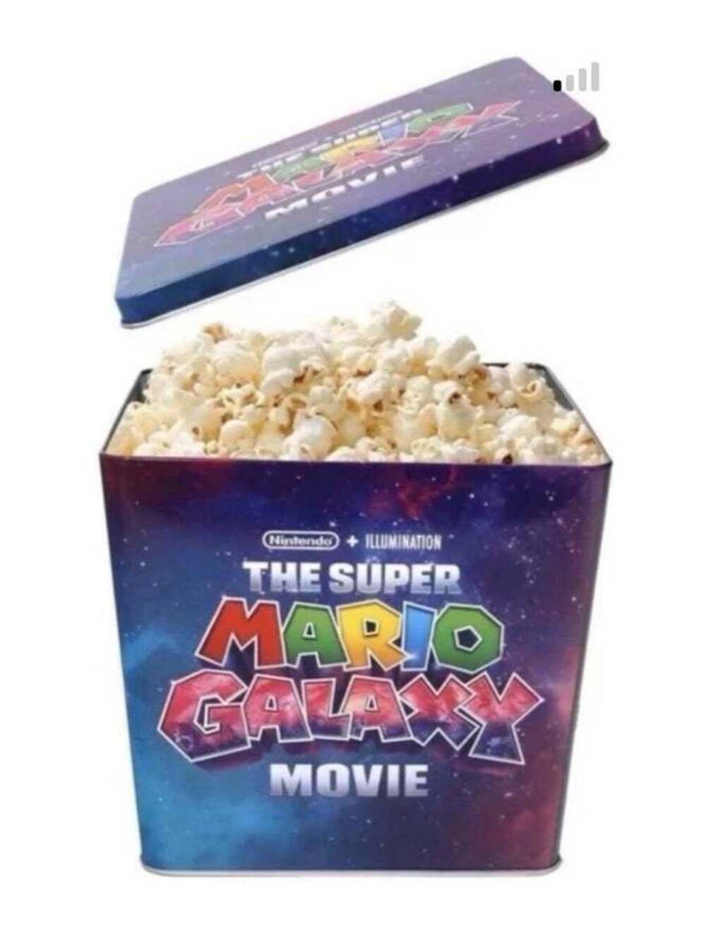 The Super Mario Galaxy Movie collector popcorn tin